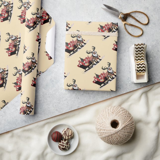 Cadeau Papier d'enveloppement de Noël Retro Père Noël (Artisanat)