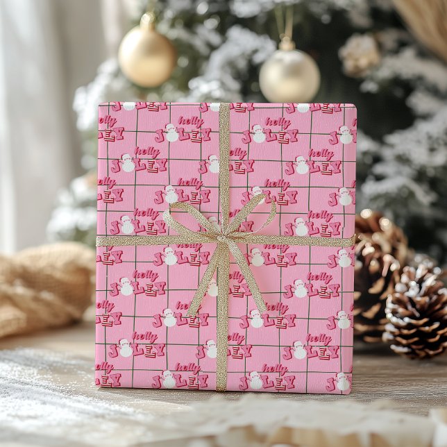 Cadeau Papier d'enveloppement de Noël rose moderne (Créateur téléchargé)