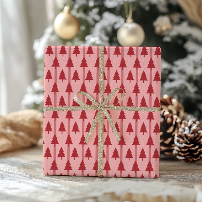Cadeau Papier d'enveloppement de Noël rose moderne (Créateur téléchargé)