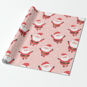Cadeau Papier d'enveloppement de Noël rose Père Noël