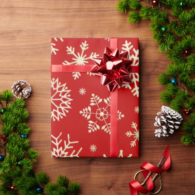 Cadeau Papier d'enveloppement de Noël rouge et doré (Cadeau de vacances)