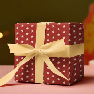 Cadeau Papier d'enveloppement de Noël rouge et étoiles