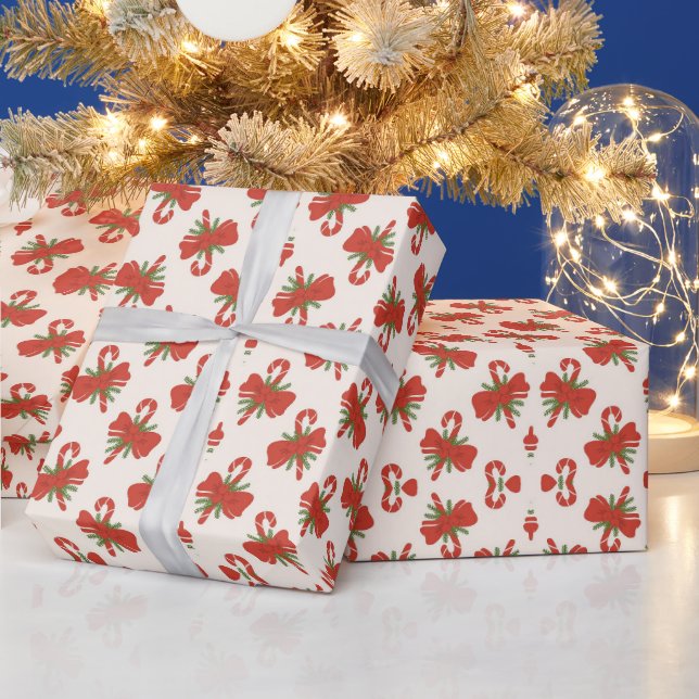 Cadeau Papier d'enveloppement de Noël sucre de canne Bow (Vacances)