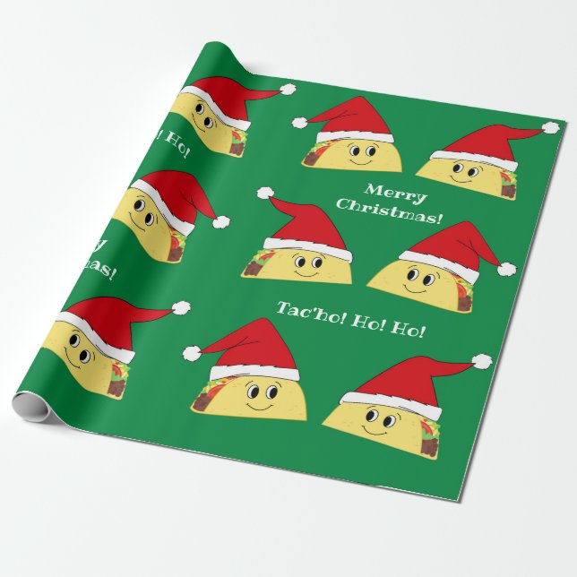 Cadeau Papier d'enveloppement de Noël Taco Père Noël (Déroulé)