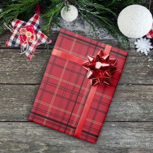 Cadeau Papier d'enveloppement de Noël Tartan rouge