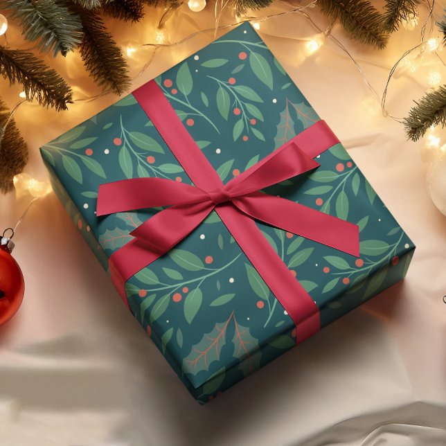 Cadeau Papier d'enveloppement de Noël vert et rouge (Créateur téléchargé)
