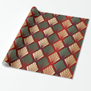 Cadeau Papier d'enveloppement de Noël vert rouge or déco