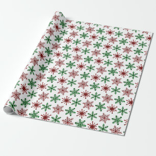 Cadeau Papier d'enveloppement de Noël Xmas Neige Rouge Ve