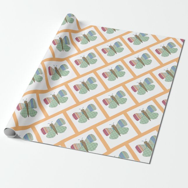 Cadeau Papier d'enveloppement de papillon à la menthe (Déroulé)