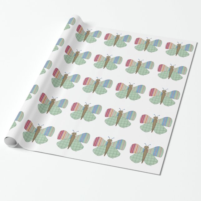 Cadeau Papier d'enveloppement de papillon à la menthe (Déroulé)