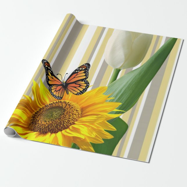 Cadeau Papier d'enveloppement de papillon Tulipe de tourn (Déroulé)