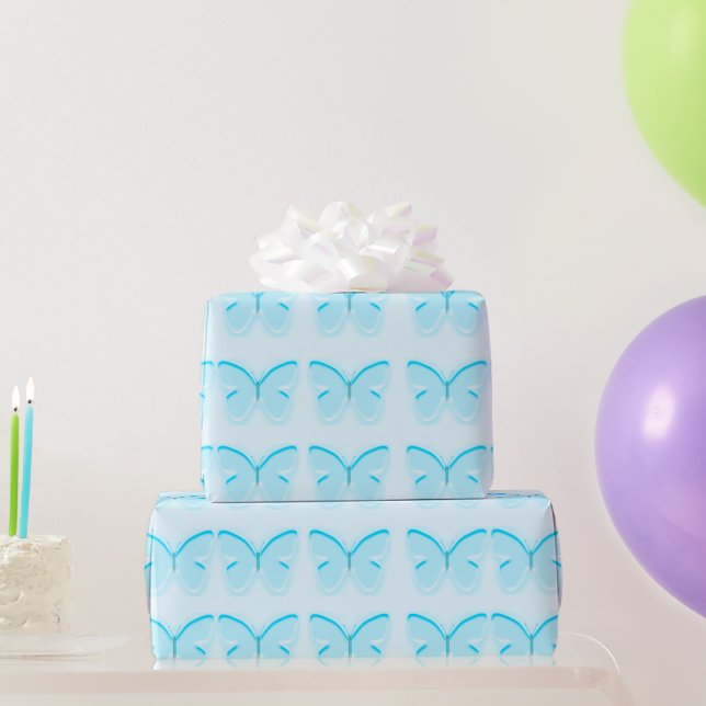 Cadeau Papier d'enveloppement de papillons bleu bébé (Cadeaux de fête)