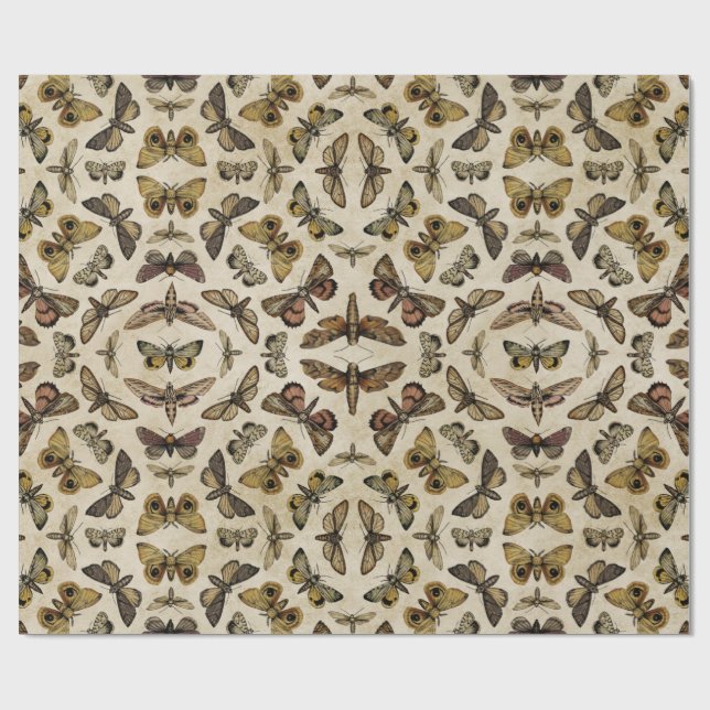 Cadeau Papier d'enveloppement de papillons de nuit vintag (Plat)