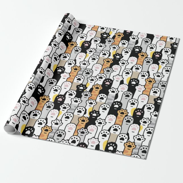 Cadeau Papier d'enveloppement de pattes de chats adorable (Déroulé)