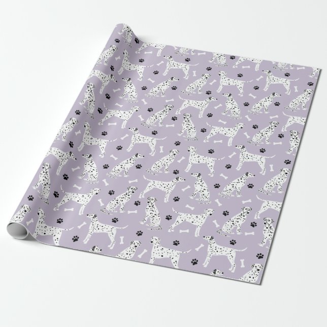 Cadeau Papier d'enveloppement de pattes et d'os dalmate (Déroulé)