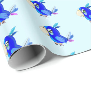 Cadeau Papier d'enveloppement de perroquet bleu