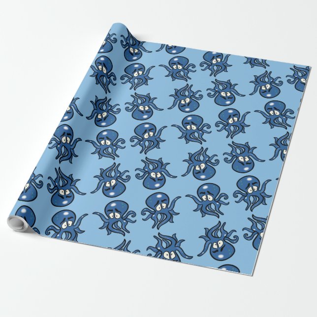 Cadeau Papier d'enveloppement de pieuvre bleu (Déroulé)