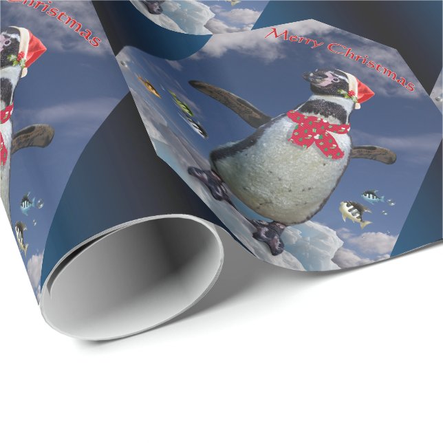 Cadeau Papier d'enveloppement de pingouin de fête - Noël (Coin rond)