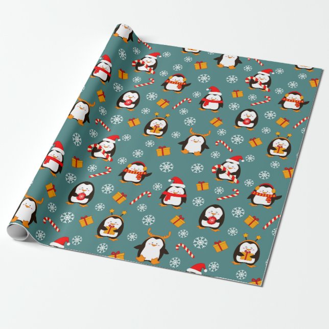 Cadeau Papier d'enveloppement de pingouins (Déroulé)