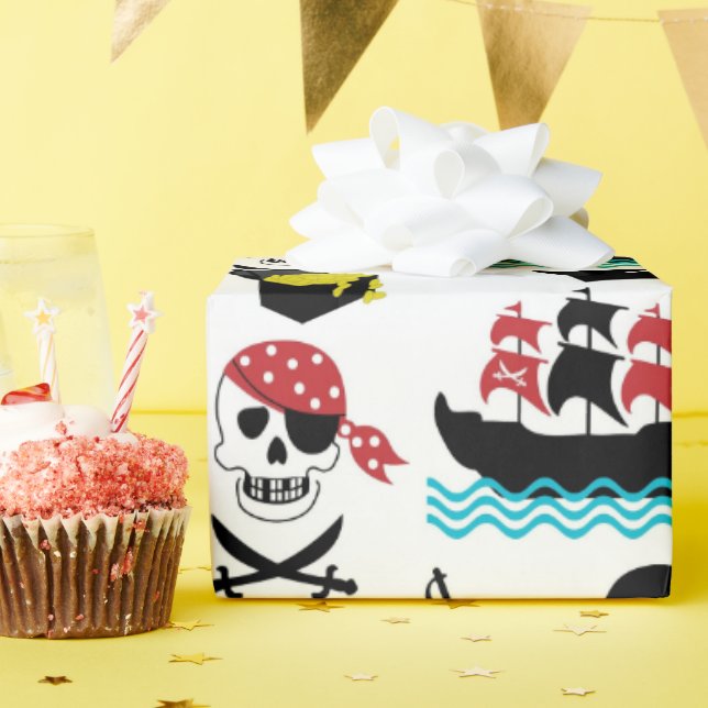 Cadeau Papier d'enveloppement de pirate nautique (Fête d'anniversaire)