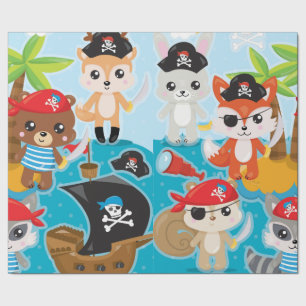 Cadeau Papier d'enveloppement de pirates animaux