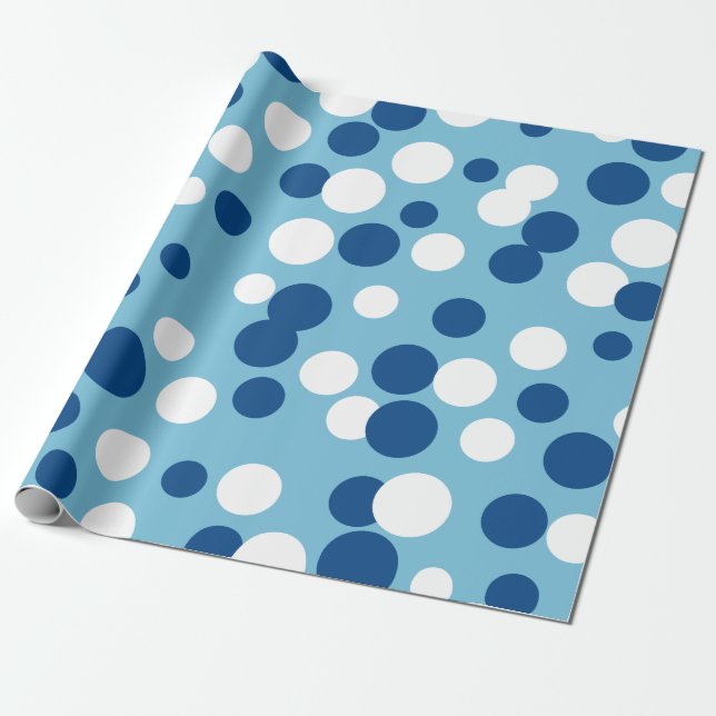 Cadeau Papier d'enveloppement de points de vacances bleus (Déroulé)