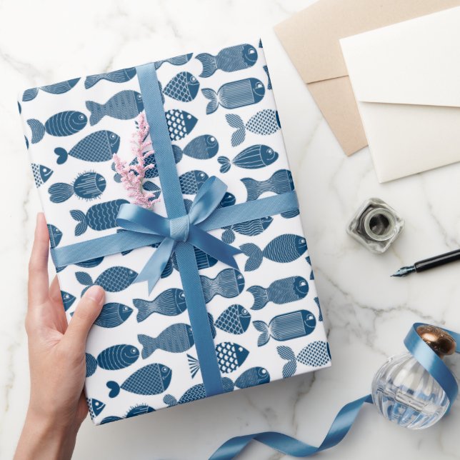 Cadeau Papier d'enveloppement de poisson bleu et blanc (Cadeaux)