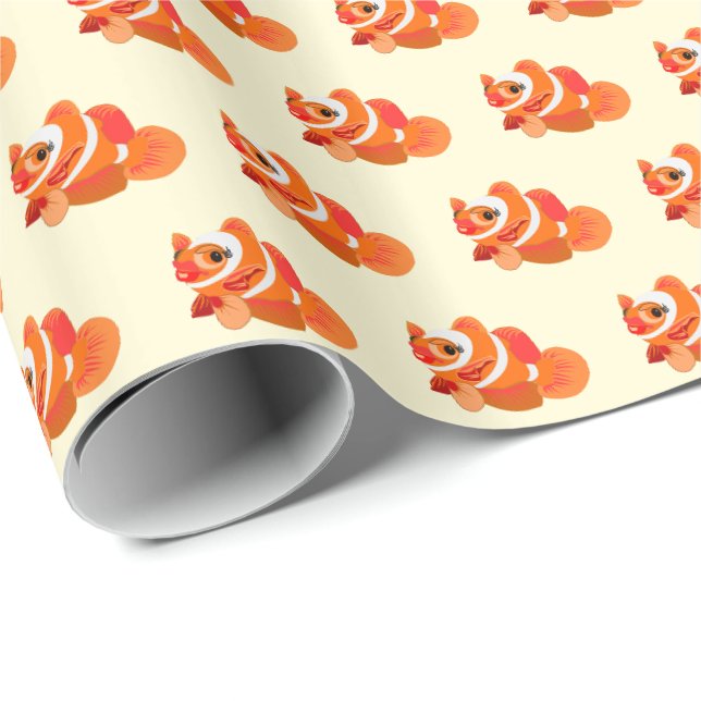 Cadeau Papier d'enveloppement de poisson d'or (Coin rond)