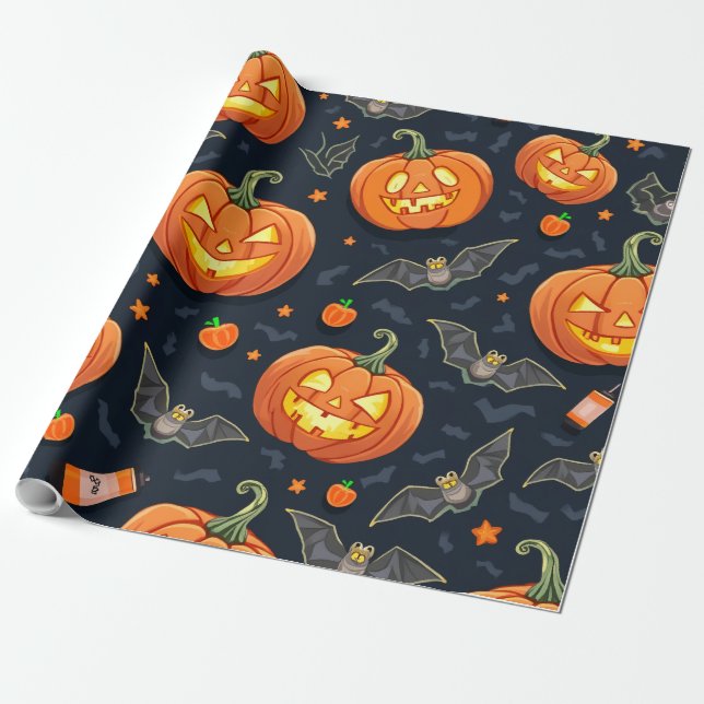Cadeau Papier d'enveloppement de potiron d'Halloween (Déroulé)