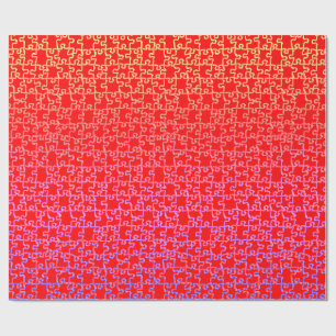 Cadeau Papier d'enveloppement de puzzle jaune rouge