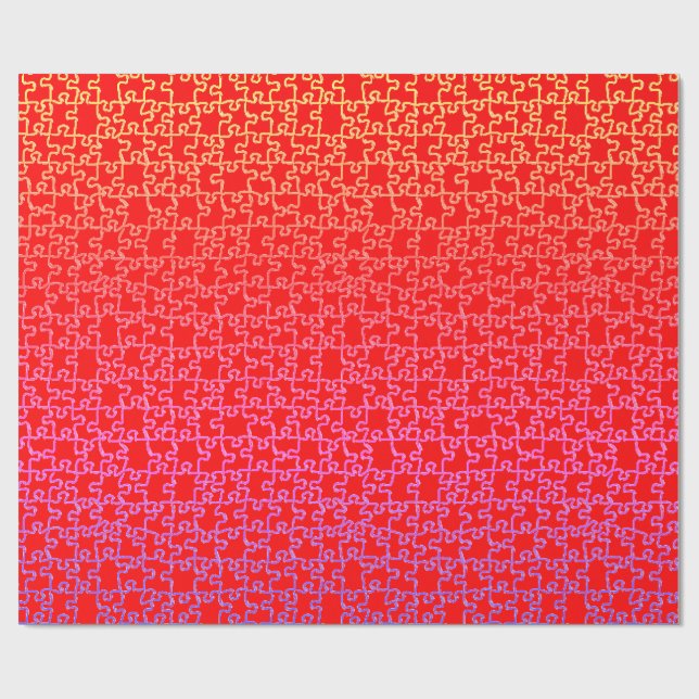 Cadeau Papier d'enveloppement de puzzle jaune rouge (Plat)
