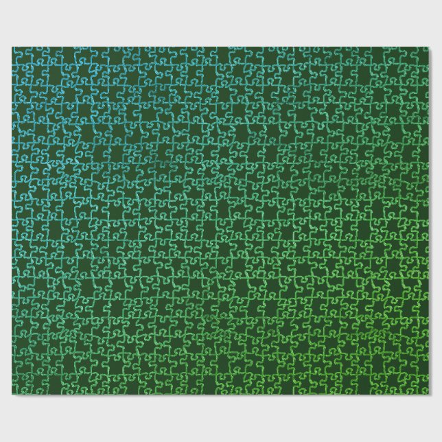 Cadeau Papier d'enveloppement de puzzle vert foncé (Plat)