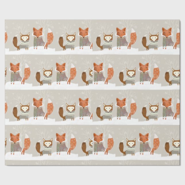 Cadeau Papier d'enveloppement de renard d'hiver (Couture)