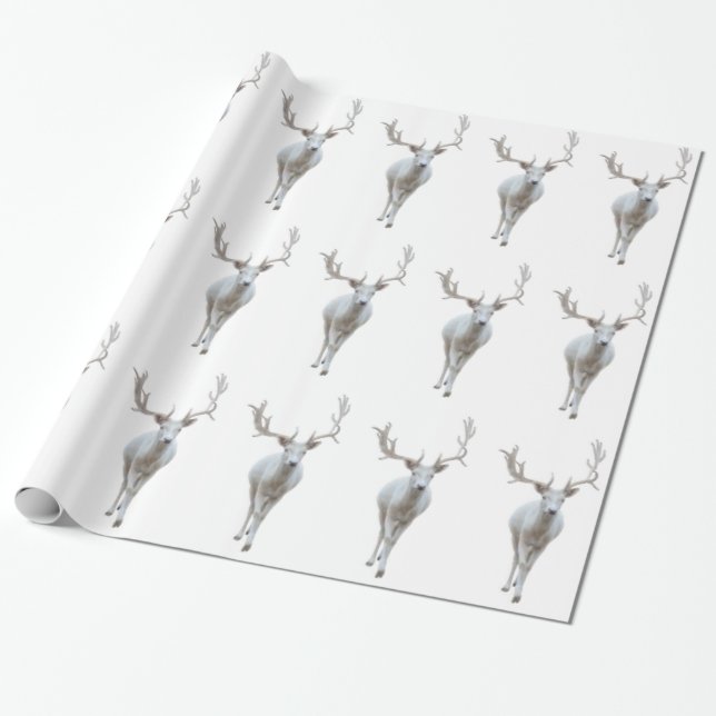 Cadeau Papier d'enveloppement de rennes blancs (Déroulé)