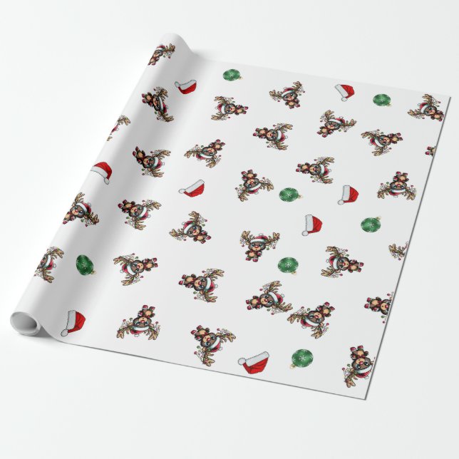 Cadeau Papier d'enveloppement de rennes de Noël (Déroulé)
