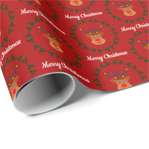 Cadeau Papier d'enveloppement de rennes de Noël
