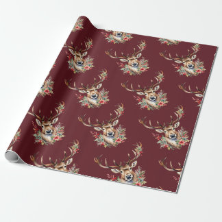 Cadeau Papier d'enveloppement de rennes de Noël Vintage