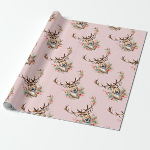 Cadeau Papier d'enveloppement de rennes de Noël Vintage