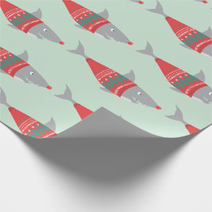 Cadeau Papier d'enveloppement de requin de Noël amusant