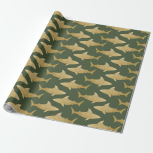 Cadeau Papier d'enveloppement de requin d'or