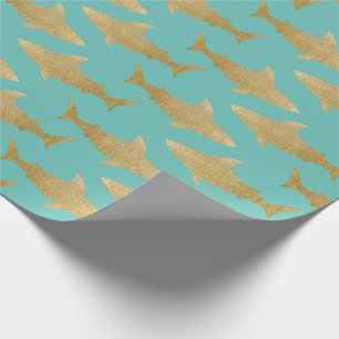 Cadeau Papier d'enveloppement de requin d'or