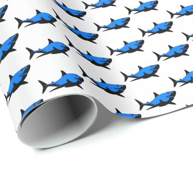 Cadeau Papier d'enveloppement de requins bleus (Coin rond)