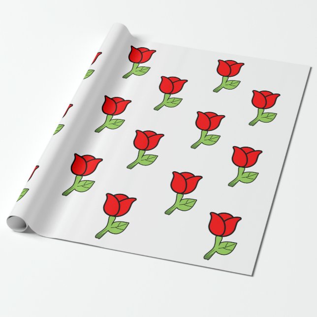 Cadeau Papier d'enveloppement de roses rouges (Déroulé)