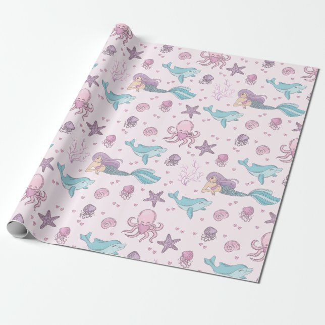 Cadeau Papier d'enveloppement de sirène mignonne (Déroulé)