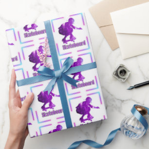 Cadeau Papier d'enveloppement de skateboard violet