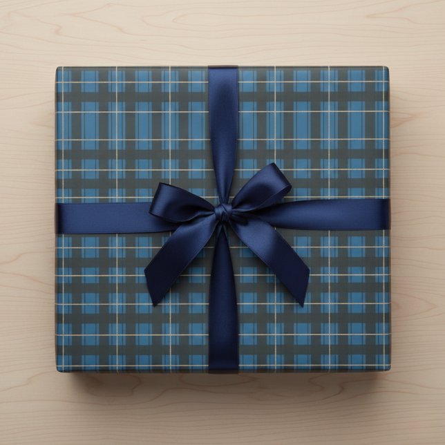 Cadeau Papier d'enveloppement de tarte bleu Arctique (Arctic Blue Tartan Wrapping Paper)