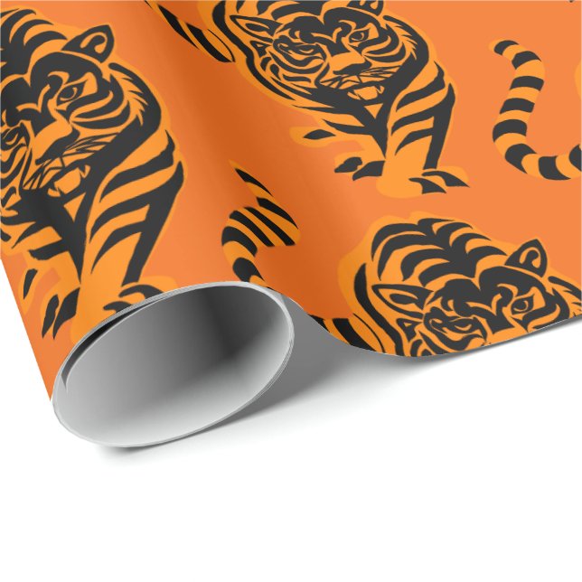 Cadeau Papier d'enveloppement de tigres (Coin rond)