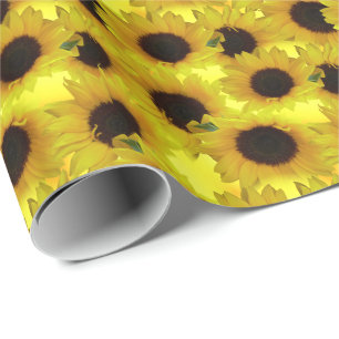 Cadeau Papier d'enveloppement de tournesol or Papier à fl