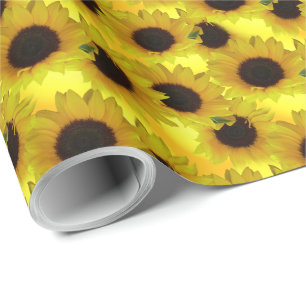 Cadeau Papier d'enveloppement de tournesol or Papier à fl