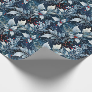 Cadeau Papier d'enveloppement de vacances Bleu Frosted Ho